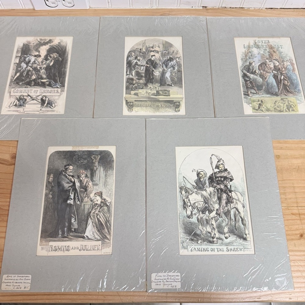 1858 Shakespeare Engravings Set Of 5‎ John Gilbert Dalziel Hand Colored